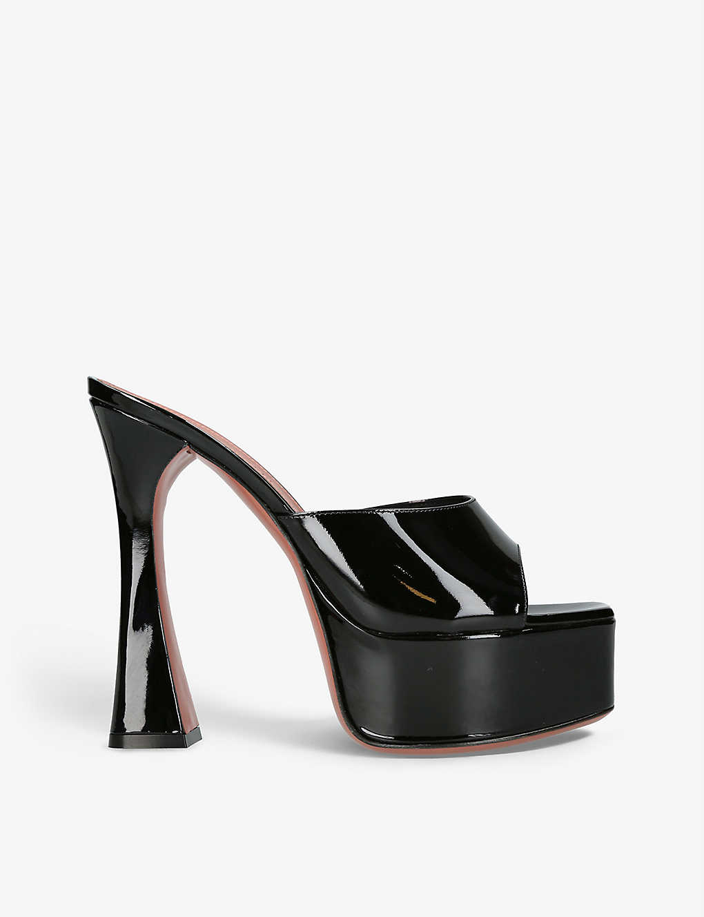 Shop Amina Muaddi Dalida Patent-leather Heeled Platform Sandals In Black