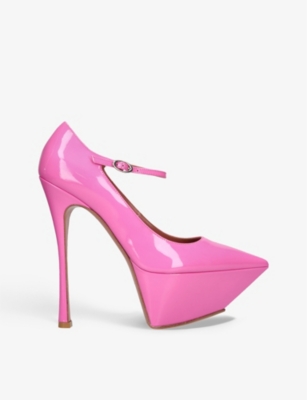 AMINA MUADDI AMINA MUADDI WOMEN'S PINK YIGIT PATENT-LEATHER PLATFORM HEELED SANDALS 63649155