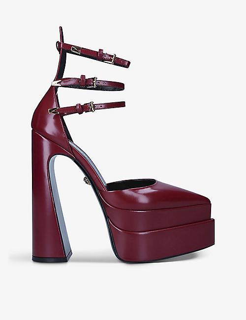 VERSACE: Aevitas platform-sole leather heeled sandals