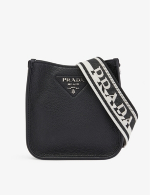 Prada Logo-embellished Leather Mini Bag - Black