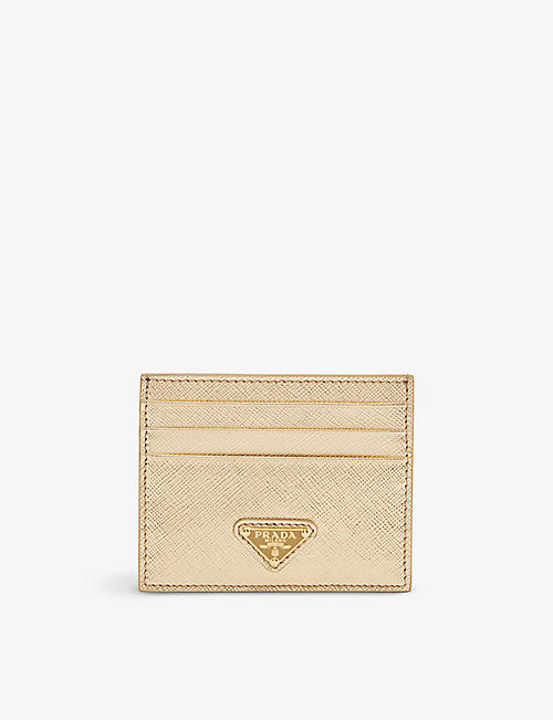 Saffiano leather card holder with shoulder strap