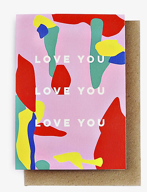 THE COMPLETIST: Love You abstract-pattern greetings card 15cm x 10.5cm