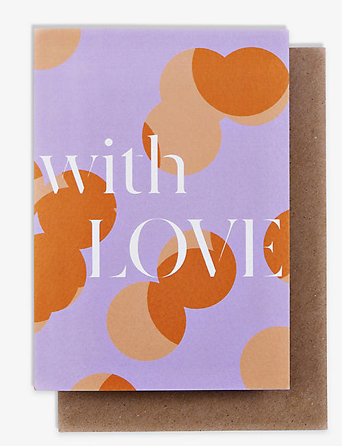 THE COMPLETIST: With Love abstract-pattern greetings card 15cm x 10.5cm