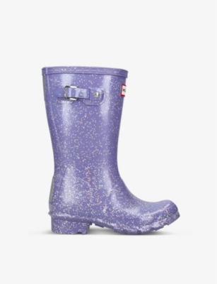 Hunter Girls Purple Kids Original Classic Glittered Rubber Wellington Boots 7 10 Years ModeSens