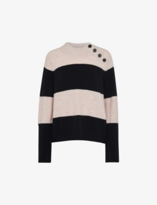 Whistles Stripe Mock Neck Sweater In Black/multi