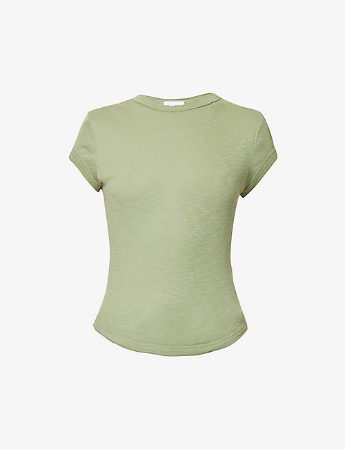 THE LINE BY K: Lavi curved-hem cotton and modal-blend top