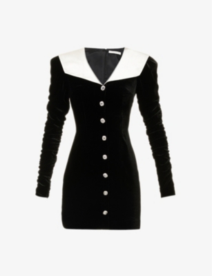 Alessandra Rich Velvet Mini Dress In Black
