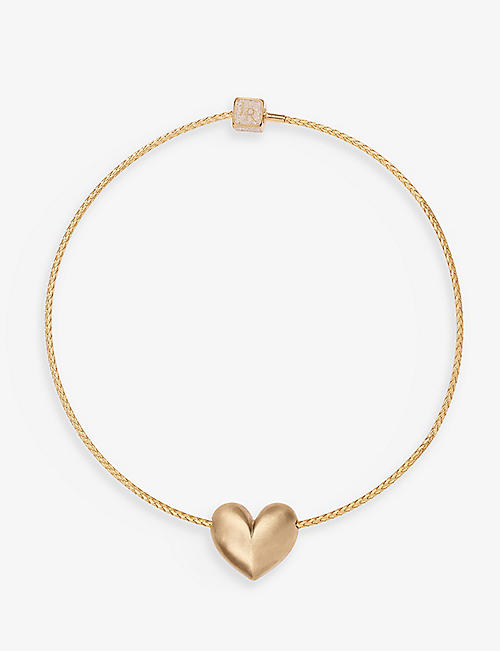 LAUREN RUBINSKI: Puffed Heart 14ct yellow-gold necklace