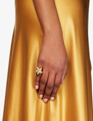 Shop Lauren Rubinski Womens 14k Yellow Gold Star 14ct Yellow-gold And 0.20 Diamond Ring