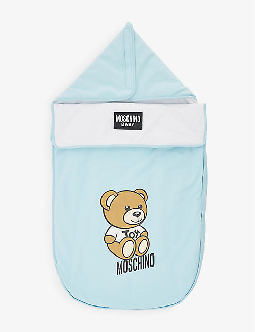 MOSCHINO：玩具熊印花弹力棉婴儿车衬里