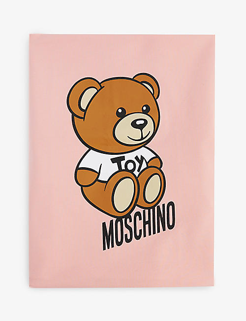 MOSCHINO: Toy Bear logo-print stretch-cotton blanket 72cm x 72cm