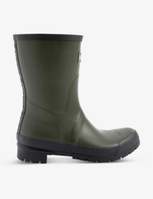 BARBOUR BARBOUR WOMEN'S OLIVE BANBURY LOGO-PRINT MID-CUT WELLINGTON BOOTS,63668347