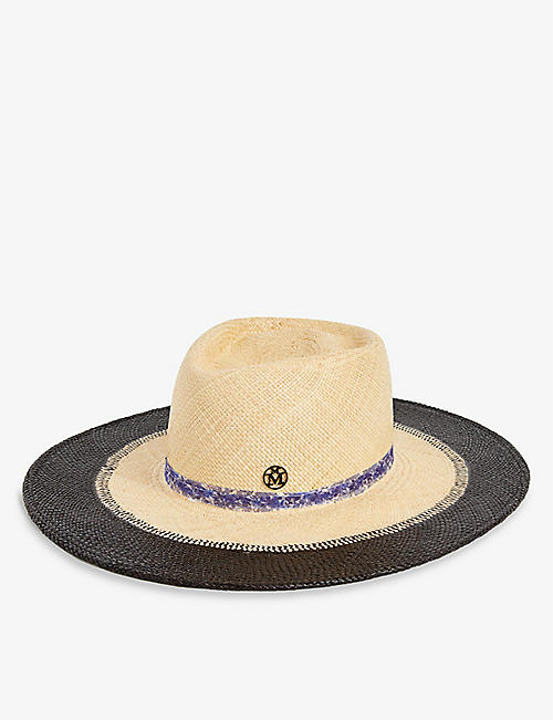 MAISON MICHEL: Brune ribbon-trim straw hat