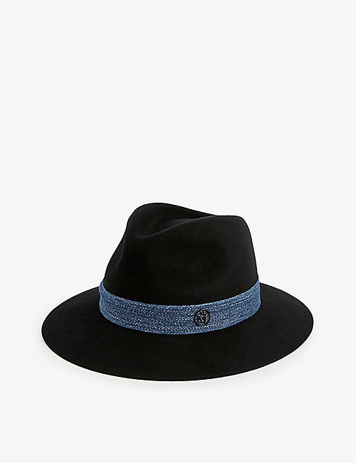 MAISON MICHEL: Rico denim-trim wool hat