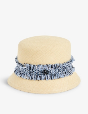 MAISON MICHEL MAISON MICHEL WOMEN'S NATURAL KENDALL TWEED-TRIM STRAW HAT,63674324