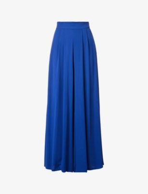 MAX MARA ELEGANTE: Cimone pleated wide-leg high-rise silk trousers