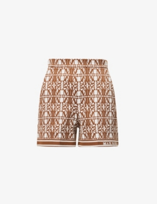 Max Mara Anagni Jersey Logo Jacquard Mini Shorts In Bronze