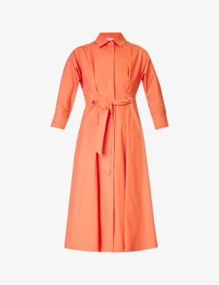 Max Mara Flavio Button-front Belted Midi Dress In Peach