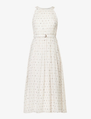 MAX MARA MAX MARA WOMEN'S WHITE VOLTA POLKA-DOT SILK MIDI DRESS,63680776