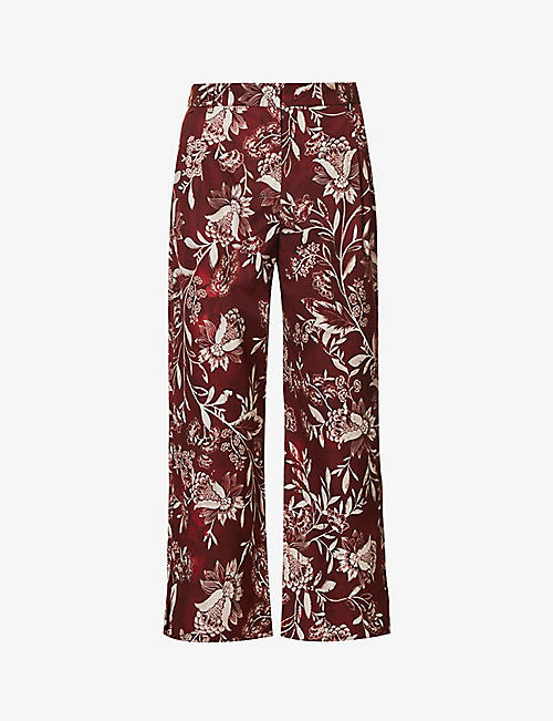 S MAX MARA: Teresa floral-print straight mid-rise cotton trousers
