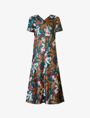S Max Mara Women's China Blue Paola Floral-print Silk Maxi Dress In China Blue