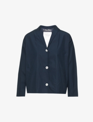 's Max Mara S Max Mara Women's Light Blue Gange Shawl-neck Cotton-poplin Jacket In Light Blue