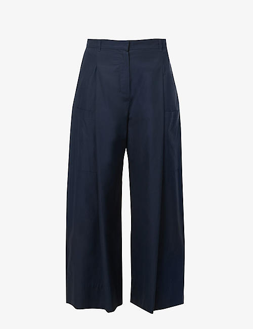 S MAX MARA: Glicine wide-leg mid-rise cotton trousers