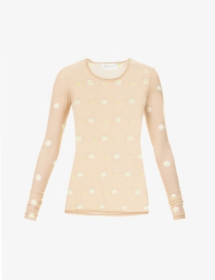 SPORTMAX: Dionne floral-embroidered mesh top