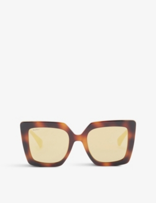 Max Mara Womens Tawny Bronze Brown Tortoiseshell Oversized Acetate Sunglasses