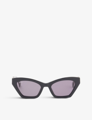 Max Mara Monogram Acetate Cat-eye Sunglasses In Black