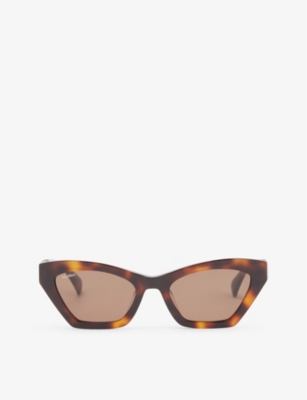 Max Mara Womens Tawny Bronze Brown Tortoiseshell Cat-eye Acetate Sunglasses