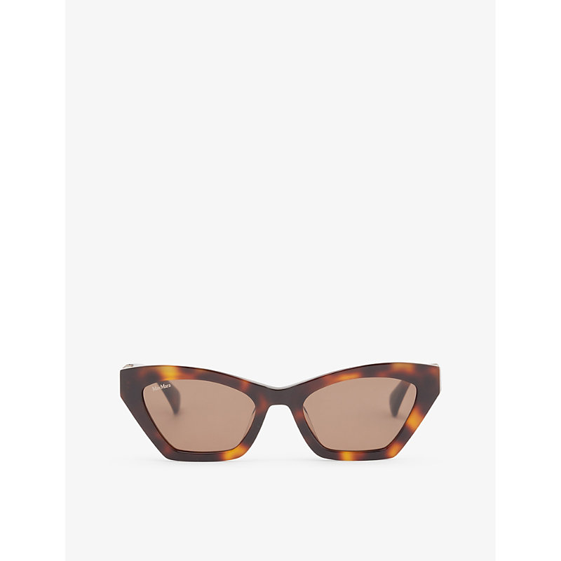 Max Mara Womens Tawny Bronze Brown Tortoiseshell Cat-eye Acetate Sunglasses