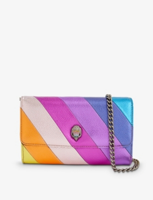 KURT GEIGER KURT GEIGER LONDON WOMEN'S MULT/OTHER STRIPE-PATTERN BIRD-EMBLEM LEATHER WALLET-ON-A-CHAIN,63683975