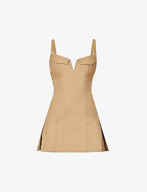 DION LEE: Panelled slim-fit stretch-organic cotton mini dress