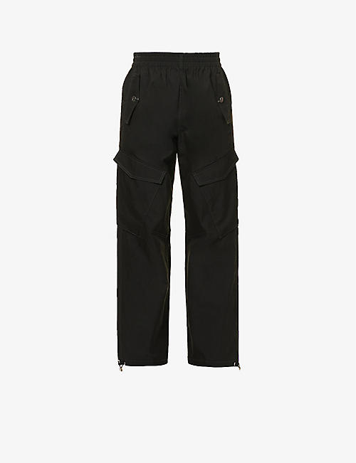DION LEE: Latch contrast-stitch wide-leg mid-rise cotton-blend trousers