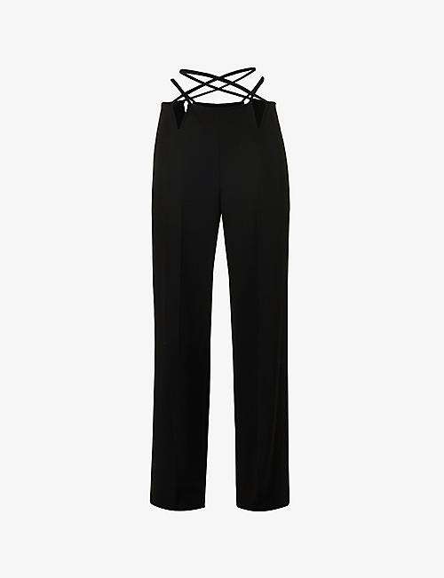 DION LEE: V-wire straight-leg mid-rise woven trousers