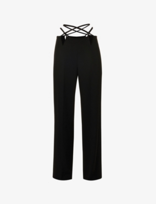 DION LEE V-WIRE STRAIGHT-LEG MID-RISE WOVEN TROUSERS,63690089