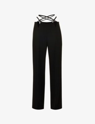 Dion Lee Womens Black V-wire Straight-leg Mid-rise Woven Trousers In Black