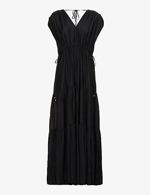 JETS BY JESSIKA ALLEN: Tiered V-neck woven maxi dress