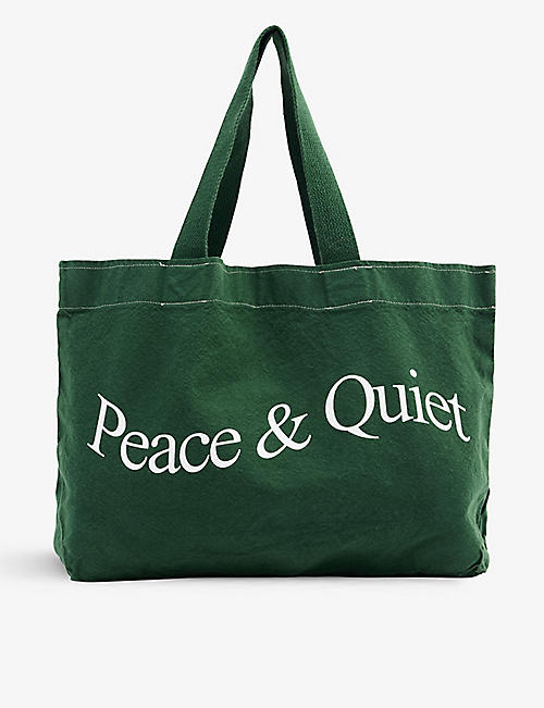 MUSEUM OF PEACE AND QUIET: Wordmark logo-print cotton tote bag