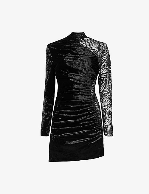 DUNDAS: Lana sheer-panel stretch-woven mini dress