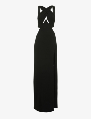 DUNDAS: Gena halterneck cut-out stretch-woven gown