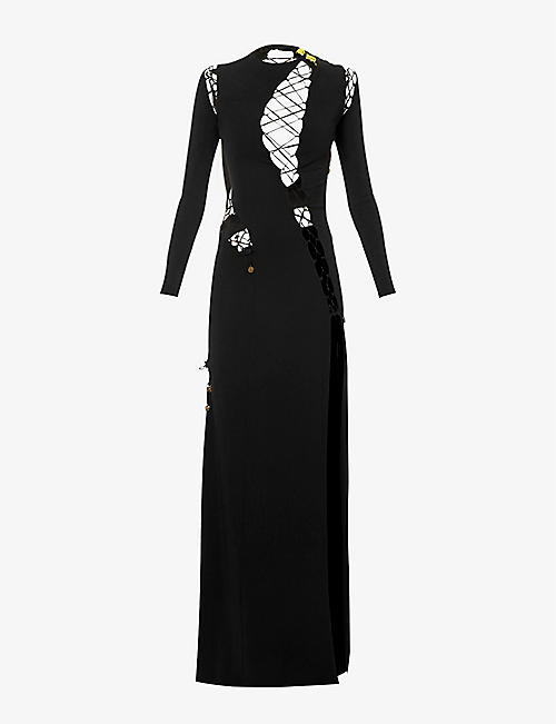 DUNDAS: Slim-fit cut-out stretch-woven jersey gown