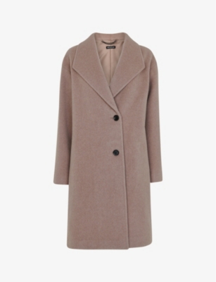 Whistles Wide Lapel Wool Blend Coat In Brown