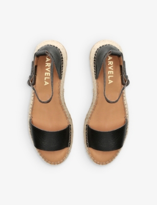 Shop Carvela Comfort Chase Rope-embellished Leather Sandals In Black
