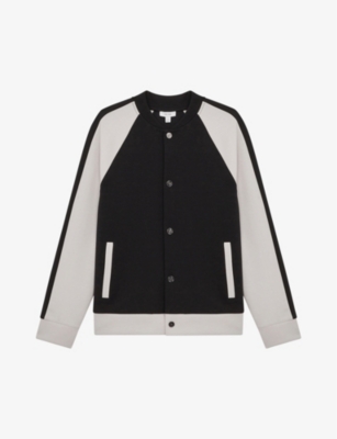 REISS GILES COLOURBLOCK STRETCH-WOVEN VARSITY JACKET,63707268