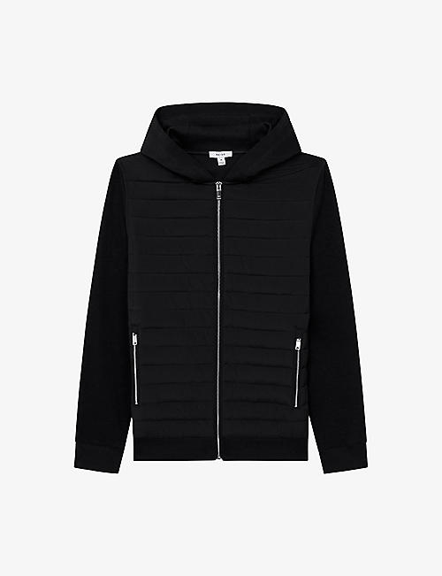 REISS: Taylor hooded quilted-shell and cotton-jersey jacket