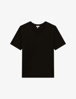 Reiss Mens Black Dayton V-neck Cotton-jersey T-shirt