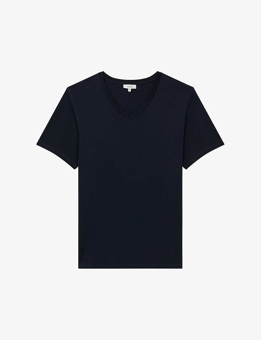 Shop Reiss Men's Navy Dayton V-neck Cotton-jersey T-shirt