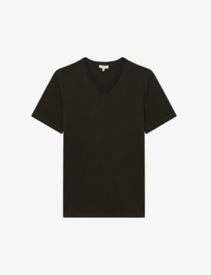 Reiss Dayton V-neck Cotton-jersey T-shirt In Green